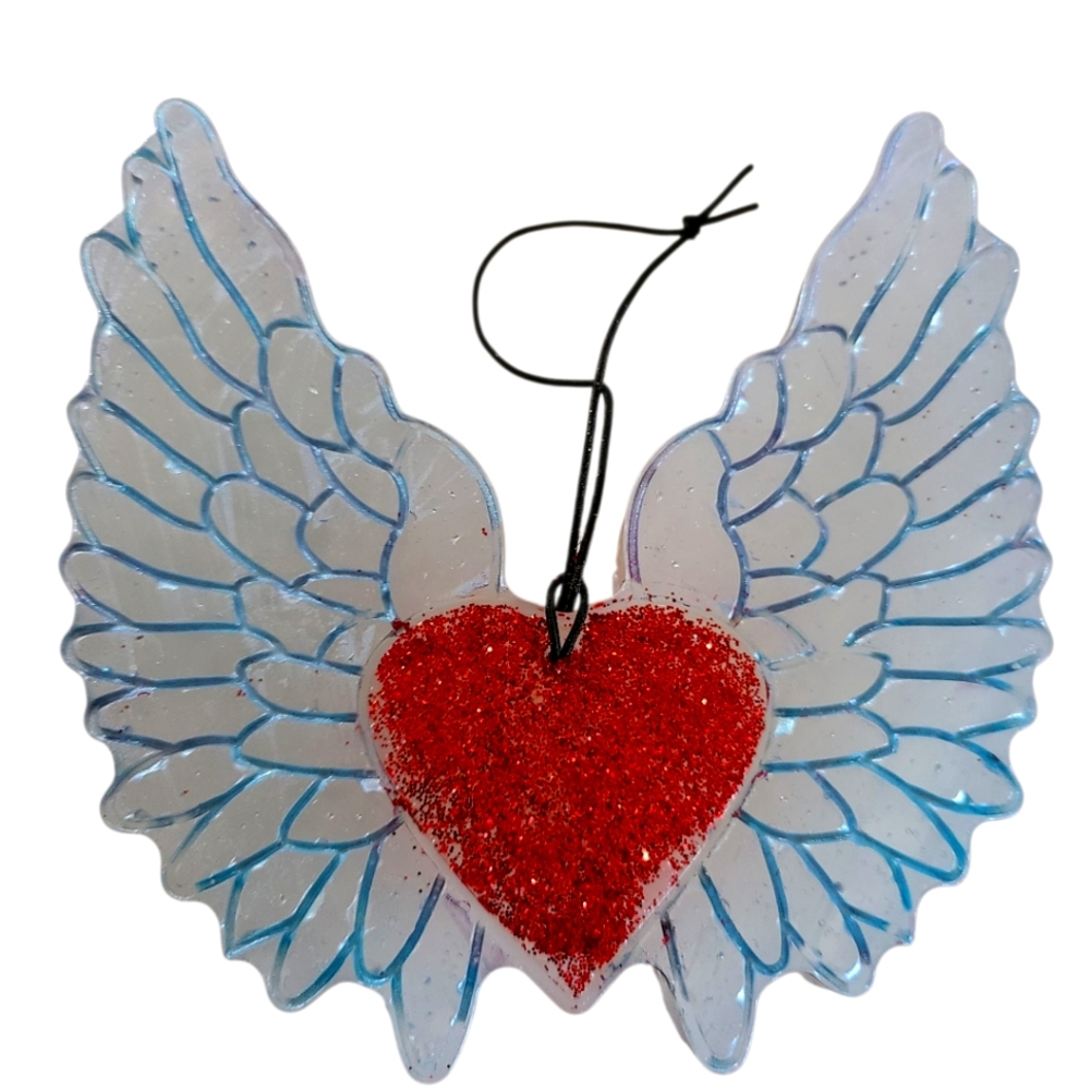 ANGEL WINGS w/GLITTER HEART Car Freshner FRESHIE